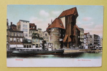 Ansichtskarte AK Danzig Gdańsk 1905-1915 Krahnentor Geschäfte Schiff Architektur Häuser Pommern Ortsansicht Polen Polska